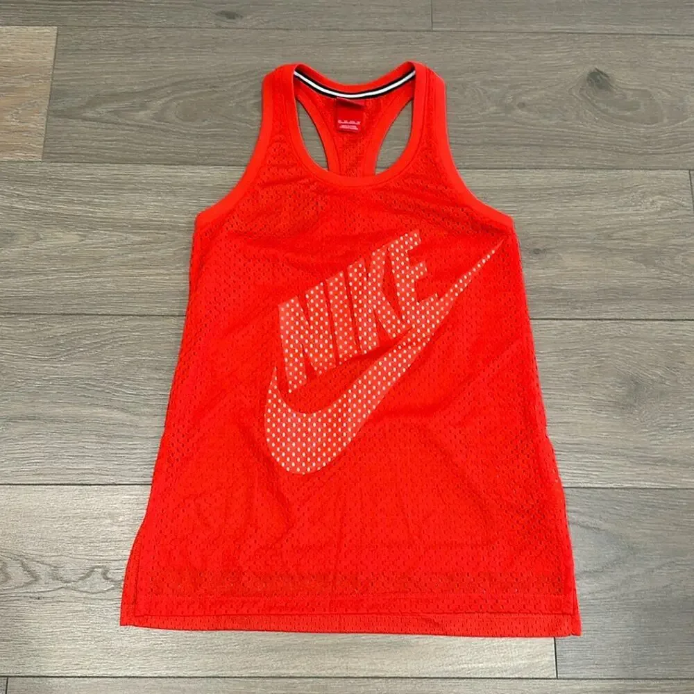 NIKE Light Crimson Red Mesh Overlay Active Gym‎ Running Workout Tank Top Size XS